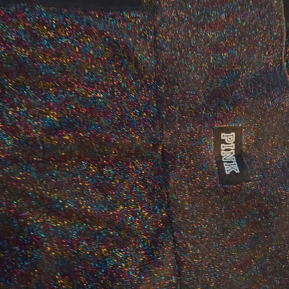 Victoria's Secret PINK black w/multi color metallic glitter leggings NWOT sz SP - Picture 2 of 8